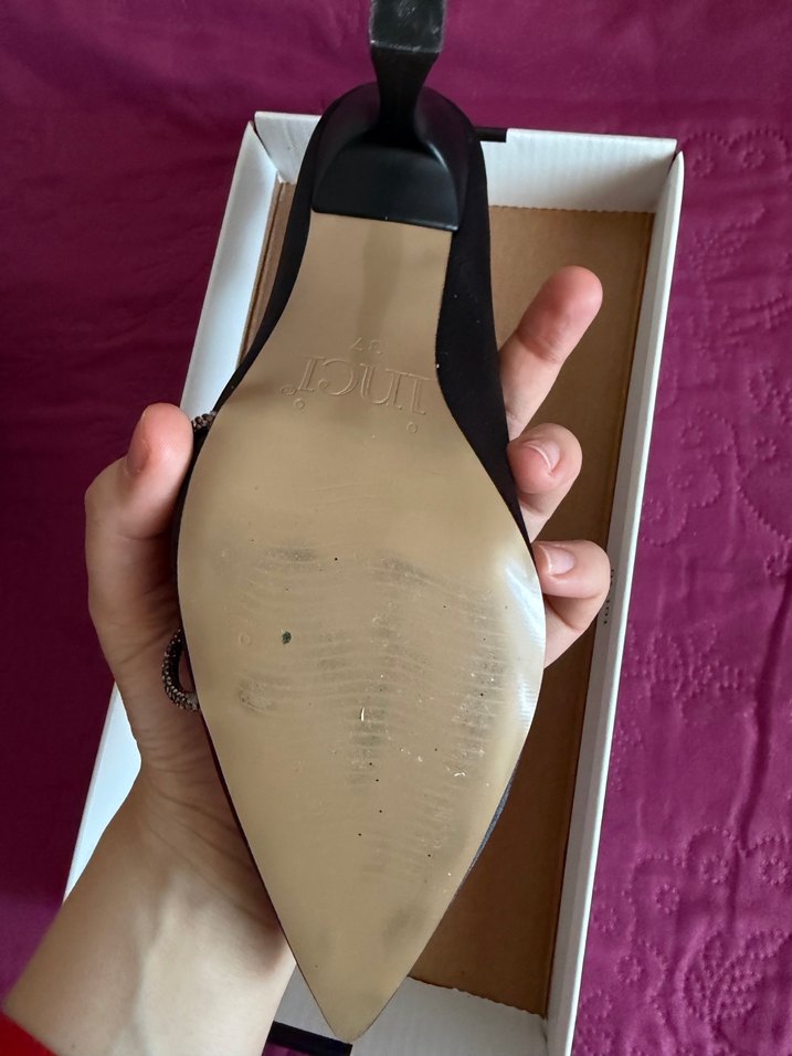 İnci Abiye Parlak Siyah Tokalı Stiletto Topuklu Kadın Ayakkabı - Görsel 3