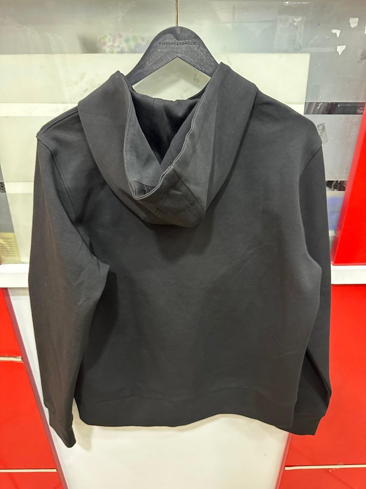 Siyah Fermuarlı Bayan Sweatshirt Kapüşonlu - Görsel 3