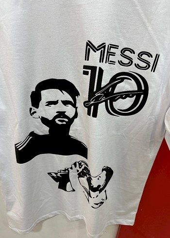 Beyaz Messi Baskılı Erkek Tişört - Görsel 2