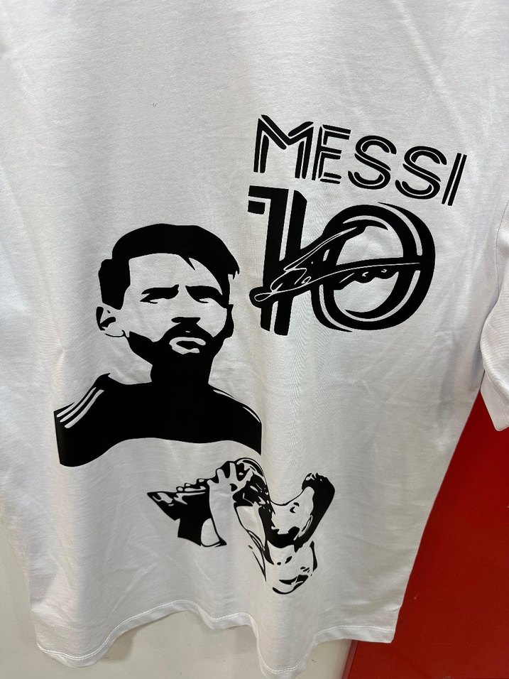 Beyaz Messi Baskılı Erkek Tişört - Görsel 2