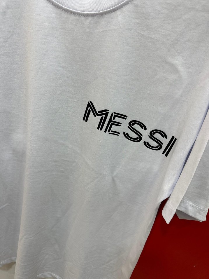Beyaz Messi Baskılı Erkek Tişört - Görsel 4