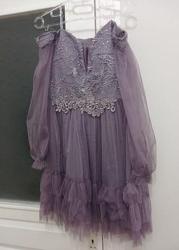 Uzun Kollu, Dantel İşlemeli Midi Elbise - Görsel 2