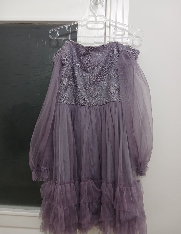 Uzun Kollu, Dantel İşlemeli Midi Elbise - Görsel 3