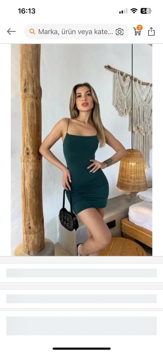 Yeşil Midi Drapeli İnce Askılı Elbise - Görsel 2