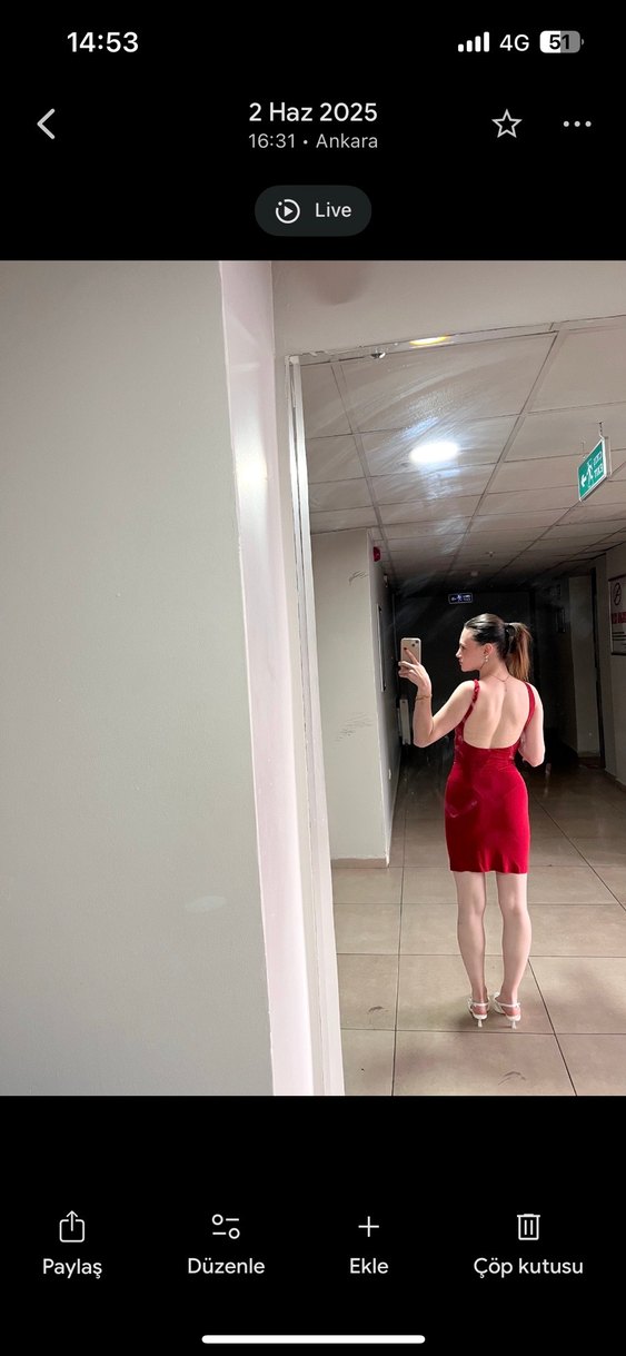 Kırmızı Mini Halter Yaka Kadın Elbise - Görsel 2