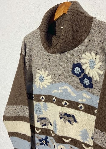 l Beden çeşitli Renk Vintage Yünlü Kazak