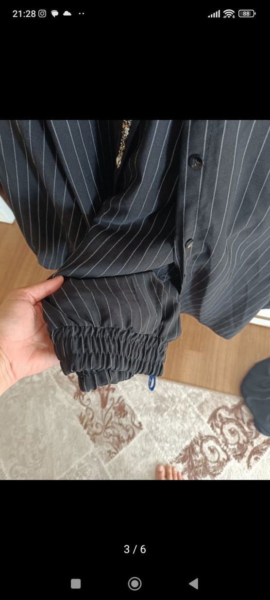 Çizgili Siyah pantolon takim - Görsel 3