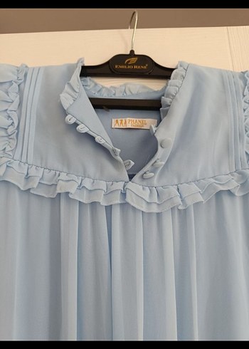 Uzun Kollu Mavi Bohem Uzun Elbise - Görsel 5