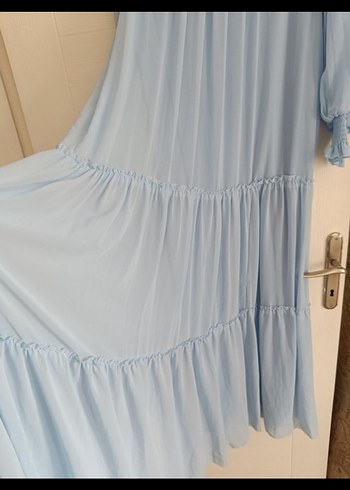 Uzun Kollu Mavi Bohem Uzun Elbise - Görsel 3