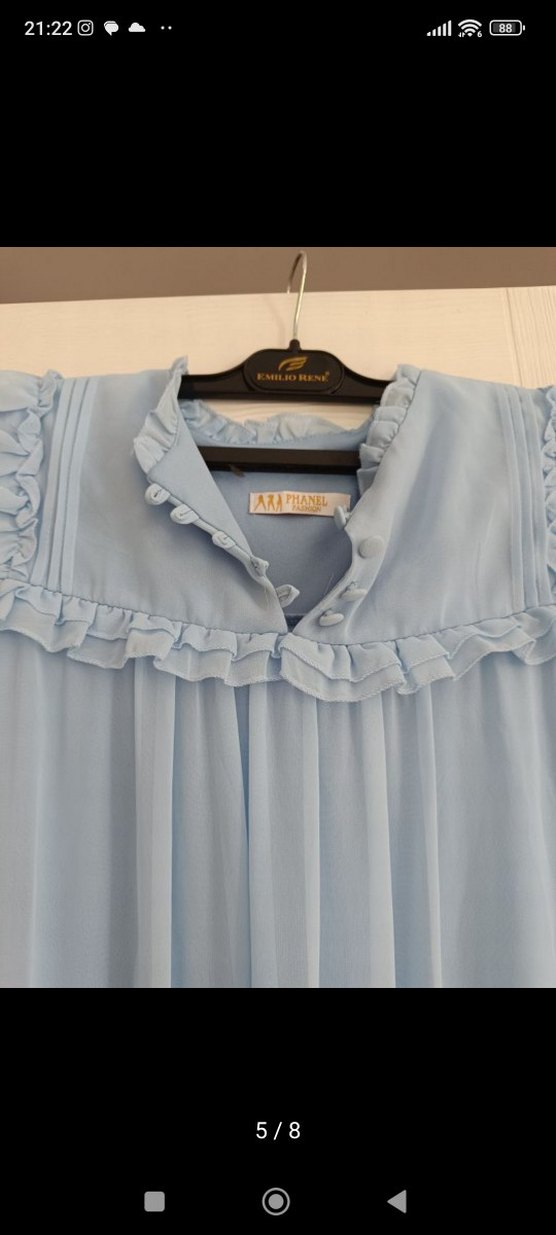 Uzun Kollu Mavi Bohem Uzun Elbise - Görsel 5