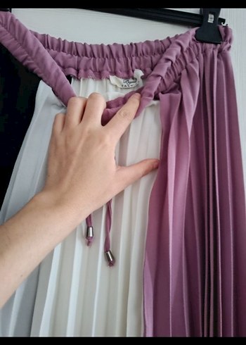 Pileli Çok Renkli Uzun Kadın Etek - Görsel 4