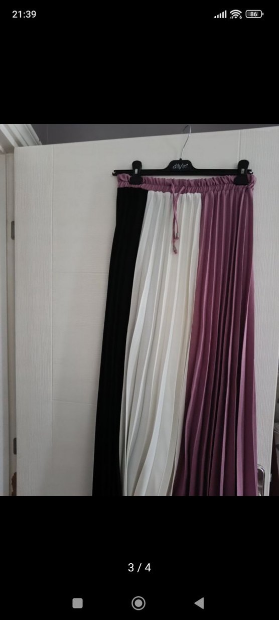 Pileli Çok Renkli Uzun Kadın Etek - Görsel 3