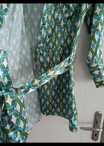 Yeşil Bohem Desenli Mini Kadın Elbise - Görsel 4