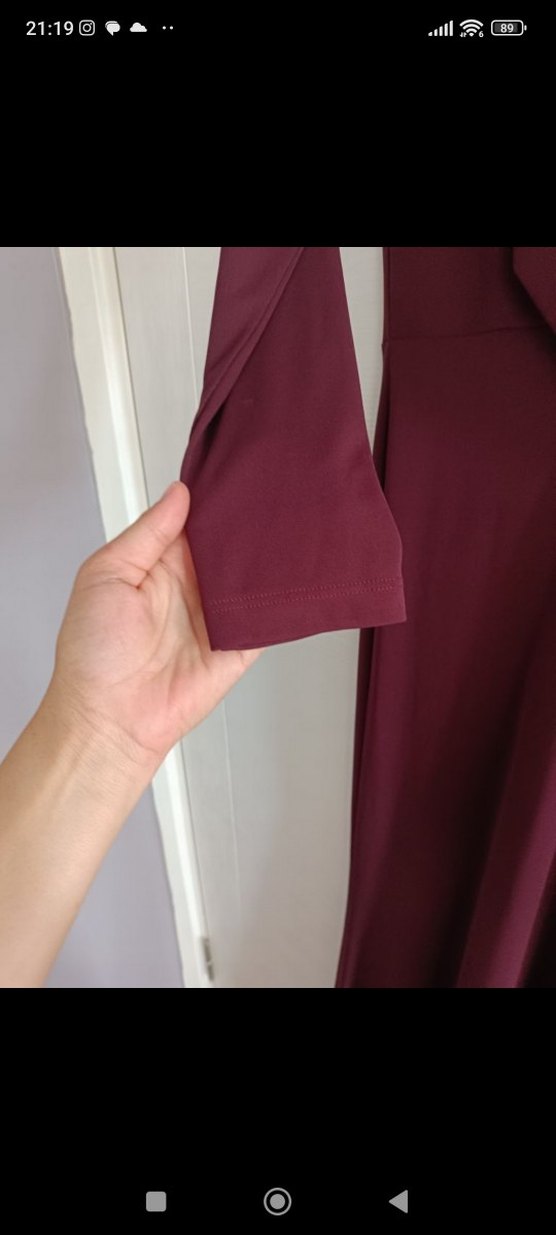 Bordo Drapeli Uzun Kollu Kadın Elbise - Görsel 5