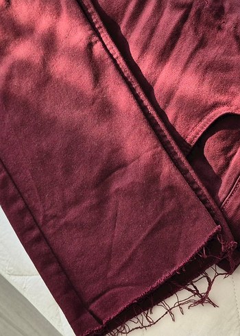 40 Beden Bordo Düğmeli Kadın Kot antolon