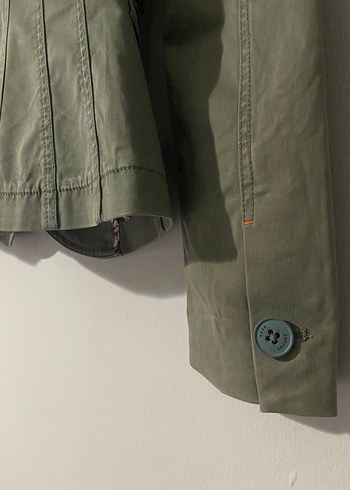 Düğmeli Yeşil Keten Kadın Ceket - Görsel 4