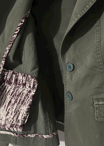 Düğmeli Yeşil Keten Kadın Ceket - Görsel 3