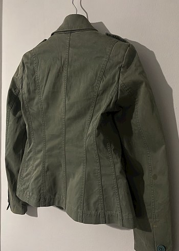 Düğmeli Yeşil Keten Kadın Ceket - Görsel 5
