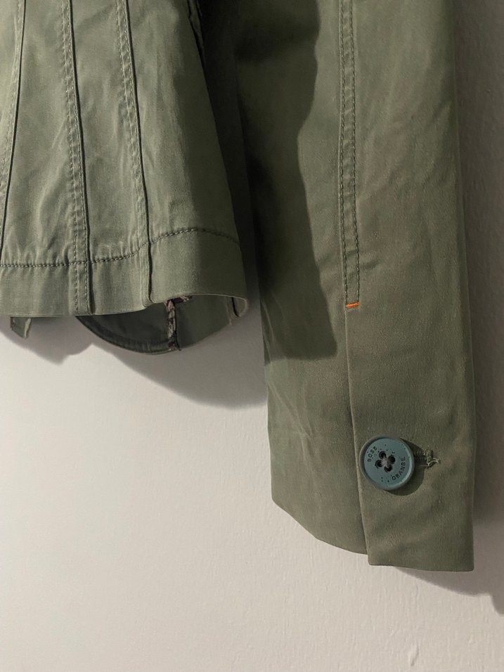 Düğmeli Yeşil Keten Kadın Ceket - Görsel 4