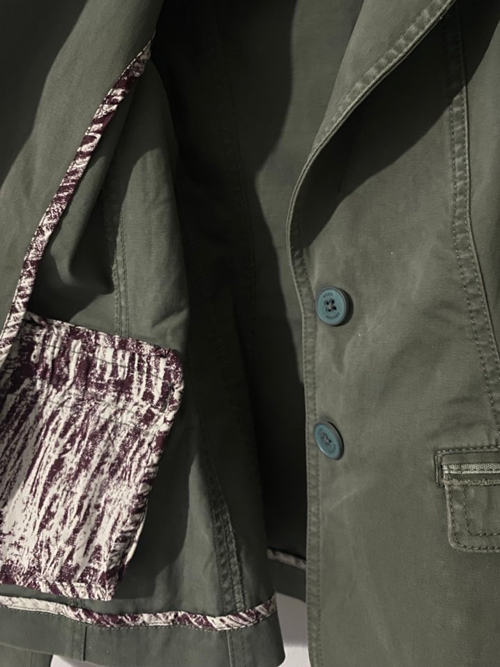 Düğmeli Yeşil Keten Kadın Ceket - Görsel 3