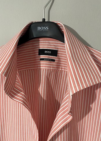 Erkek Pembe Çizgili Keten Gömlek - Görsel 2