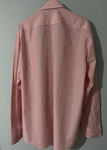 Erkek Pembe Çizgili Keten Gömlek - Görsel 3