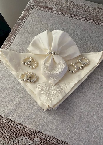 İnci yüzükler ve peçete seti - Görsel 3