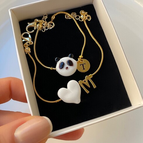 Panda ve Kalp Bileklikler
