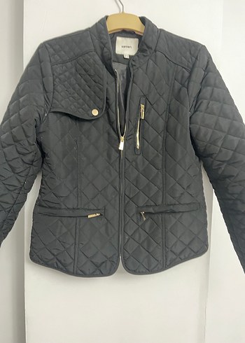 Siyah Kapitone Fermuarlı Kadın Mont - Görsel 2