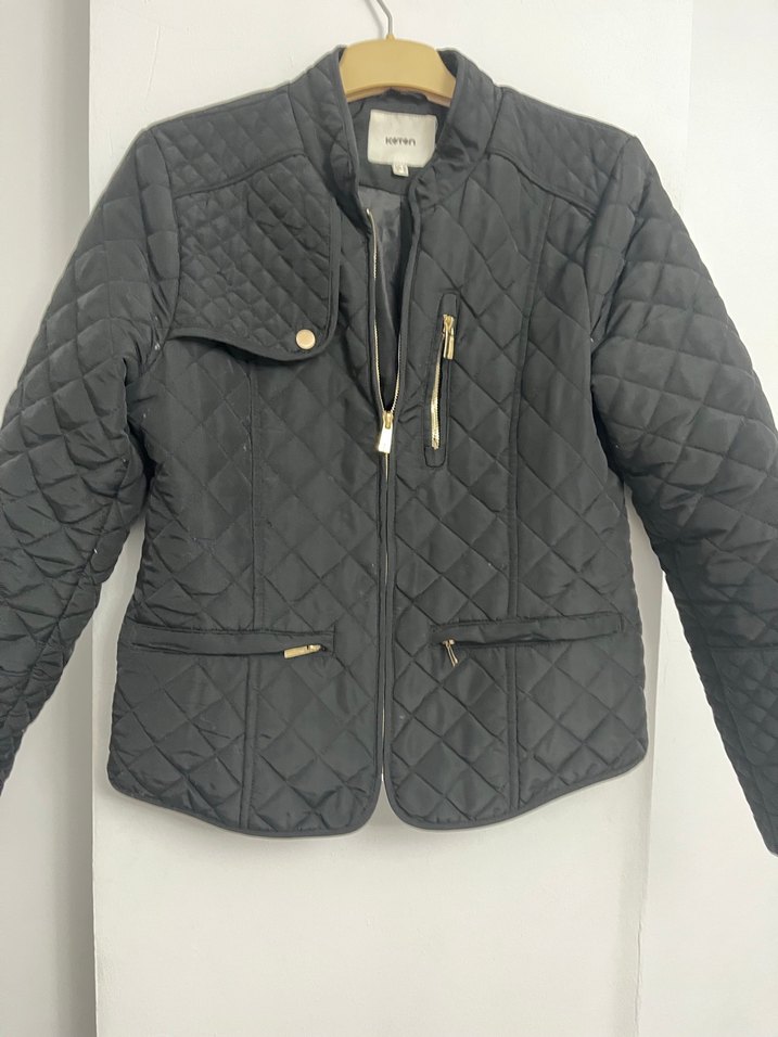 Siyah Kapitone Fermuarlı Kadın Mont - Görsel 2