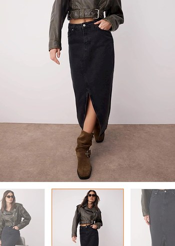 Yırtmaçlı maxi kalem etek - Görsel 2