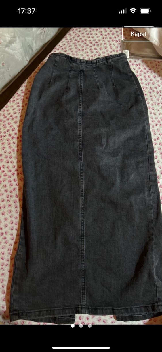 Siyah Yırtmaçlı midi Etek - Görsel 4