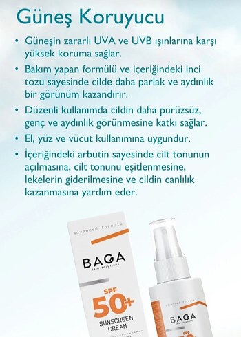 BAGA SPF 50+ Çok Yüksek Koruma Güneş Kremi - Görsel 4