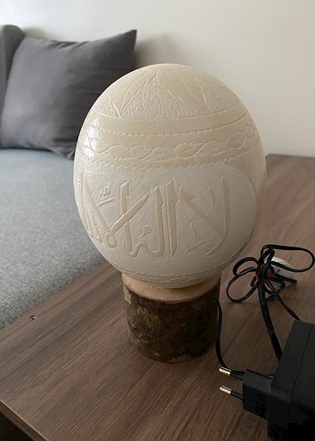 Deve kuşu yumurtası Kabartmalı Beyaz Dekoratif Lambası