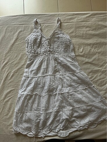 vintage fairycore lolita askılı beyaz elbise