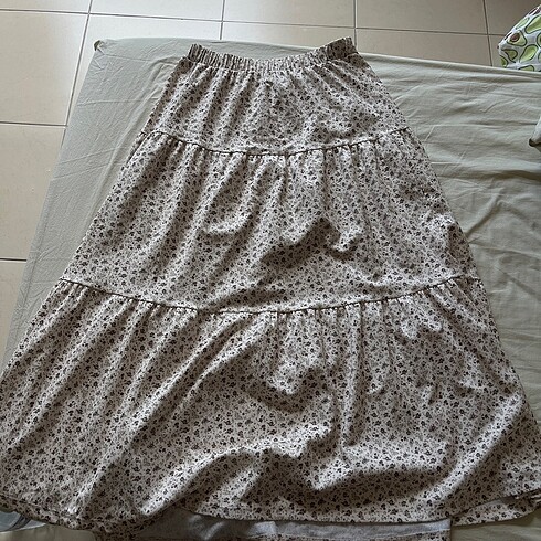 Addax addax çiçekli fairytale vintage bej uzun etek