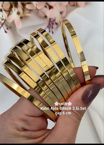 ÇELİK KALIN AJDA BİLEZİK 3 LÜ SET 6 CM..