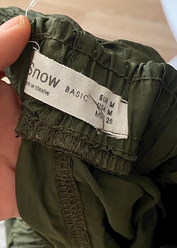 Haki Renk Kadın Keten Geniş Paça Pantolon - Görsel 6