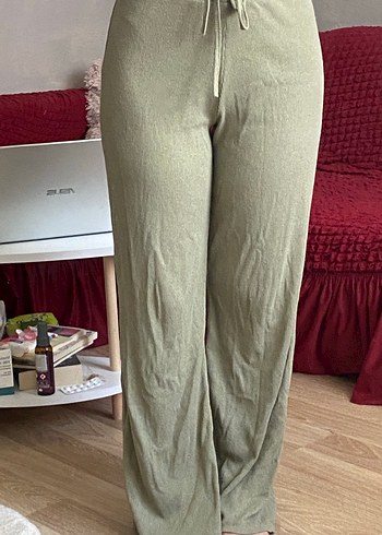 Haki Renk Rahat Kesim Kadın Pantolon - Görsel 2