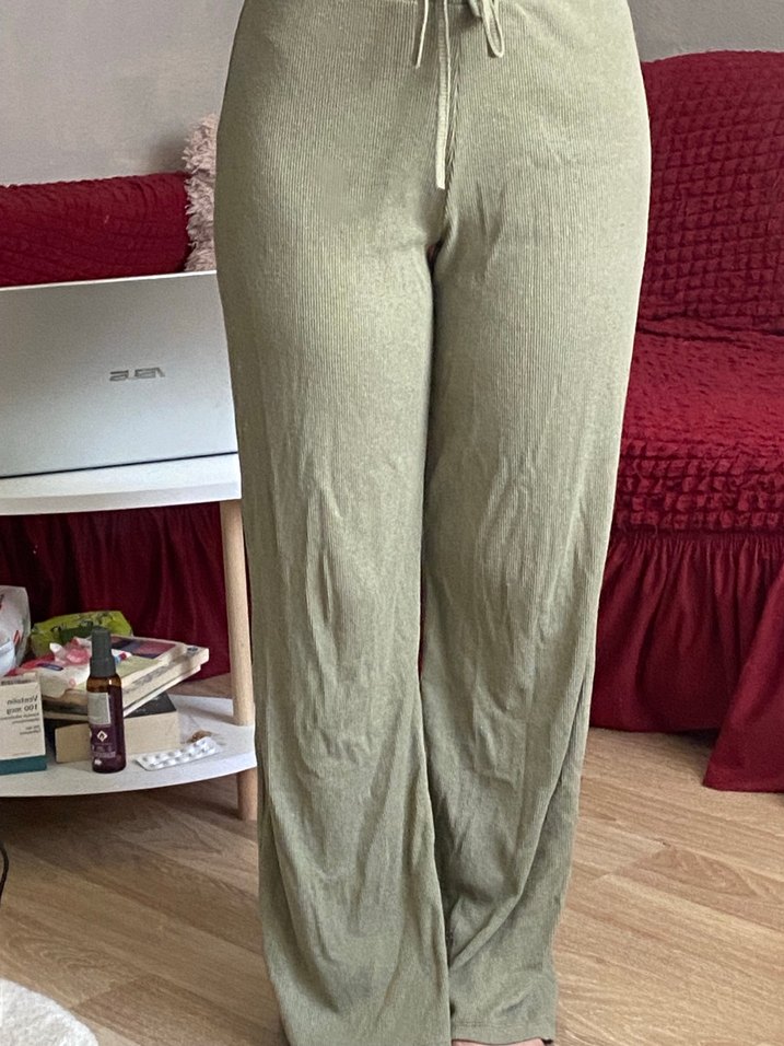 Haki Renk Rahat Kesim Kadın Pantolon - Görsel 2