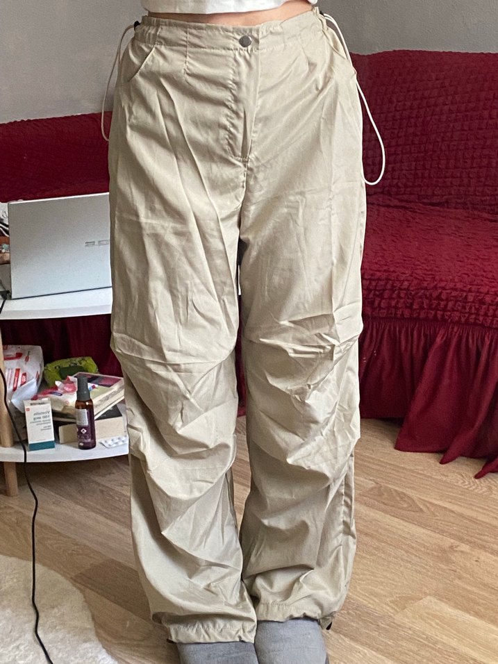 Bej Kadın Keten Salaş Pantolon - Görsel 3