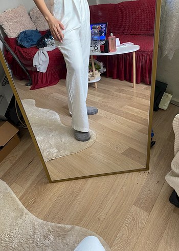 Beyaz Keten Salaş  Pantolon - Görsel 4