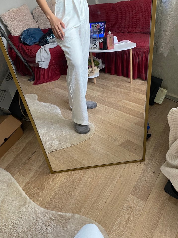 Beyaz Keten Salaş  Pantolon - Görsel 4