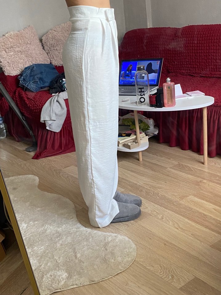 Beyaz Keten Salaş  Pantolon - Görsel 2