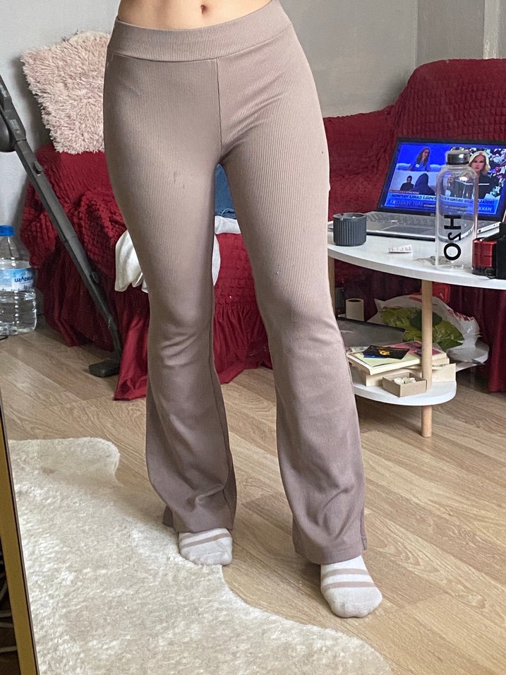 Bej Midi Kadın Dar Kesim Rahat Pantolon - Görsel 2