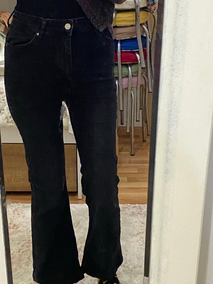 Siyah Kadın Flare Jean - Görsel 2