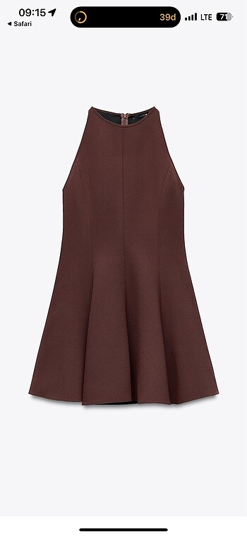 Zara Zara Godeli halter yaka elbise karamel