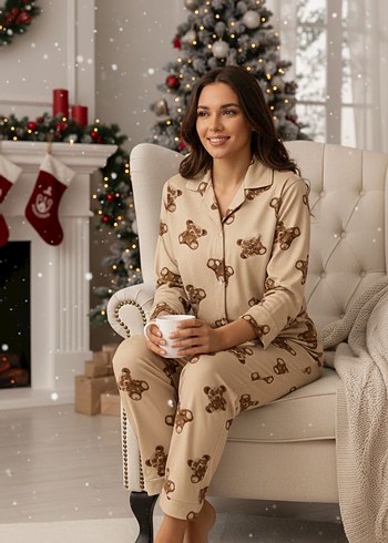 Kahverengi pijama takımı - Görsel 2