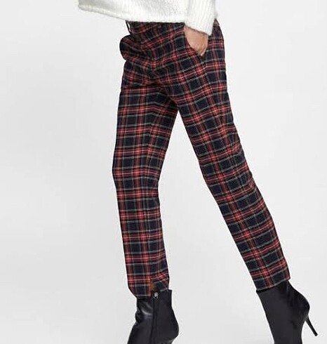 Zara ekoseli pantolon