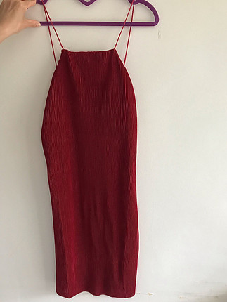 Diğer Bordo ince askılı elbise